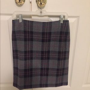 Talbots Wool Blend Skirt, Grey Plaid, Sz 6 Petite